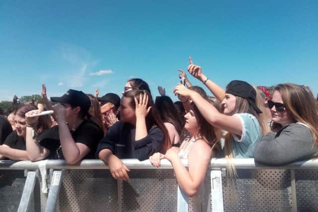 These fans have prime spots at the front for the Sunday concert headlined by The Vamps at bents Park in South Shields.