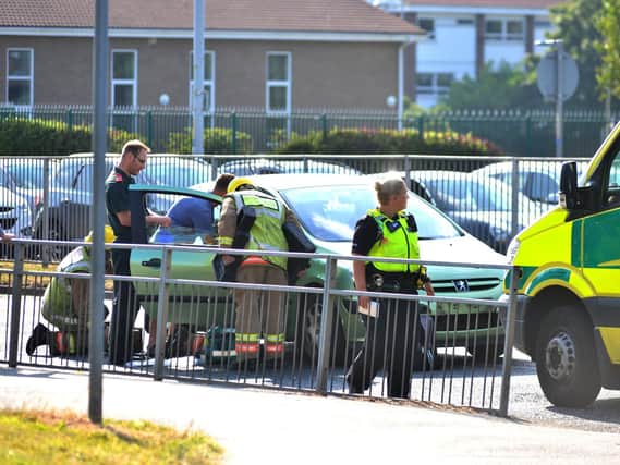 The Peugeot 307 which was involved in the crash on John Reid Road in South Shields.