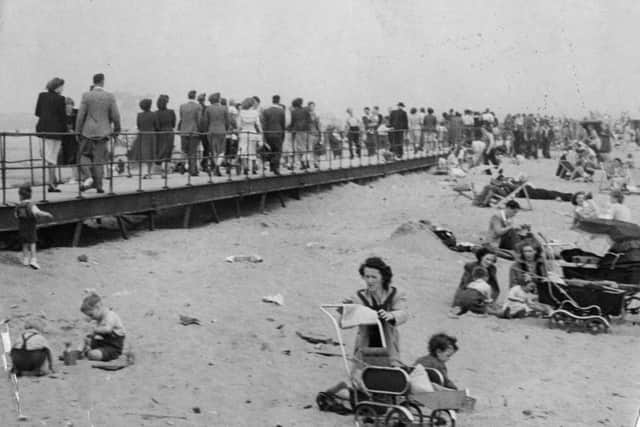 Sun-bathers were out in force as the coast in 1970.