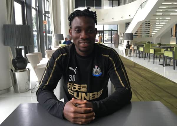 Christian Atsu at Newcastle's training camp in Portugal.