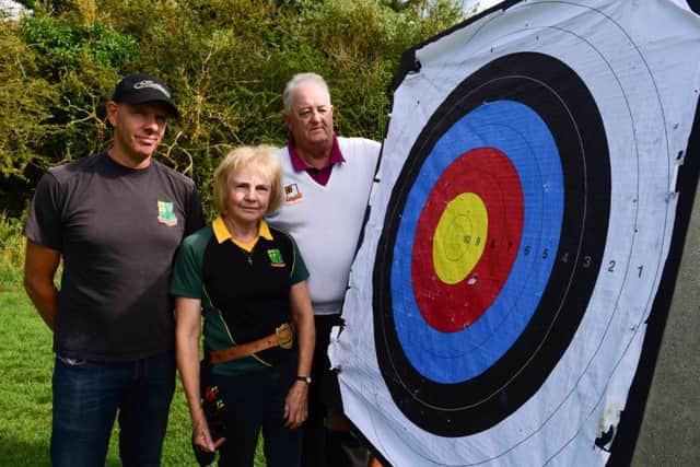 Cleadon Archery Club want to improve facilities.  l-r  Mark Speight Chairman, Peter Davies sec. and Viv Davies records officer.