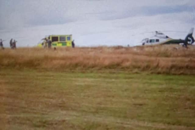 Emergency services at the scene of the incident in South Shields.