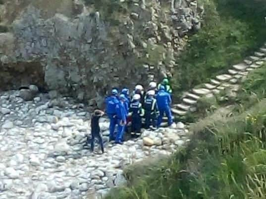 Emergency services at the scene in South Shields.
Photo by Sunderland Coastguard Rescue Team.