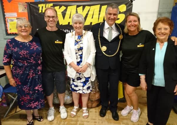 Members of The Kayaks with Mayor and Mayoress, Coun Ken Stephenson and Cathey Stephenson, along with Coun Fay Cunningham.