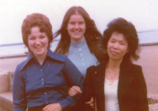 Elsie Stewart (nee Brennan), Janet Wylie and Jenny Mosely when they worked for Go Gay Shoes in South Shields.