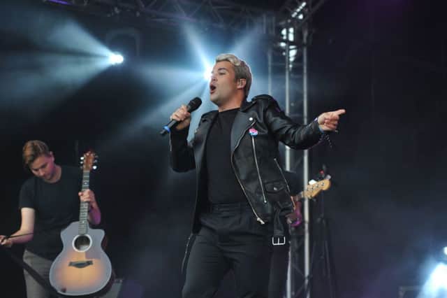 Headline act Joe McElderry performs at the Together Forever Trust concert at Bents Park, South Shields.