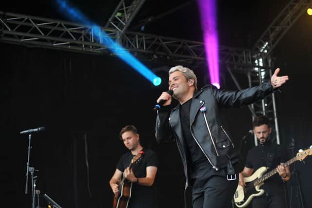 Headline act Joe McElderry performs at the Together Forever Trust concert at Bents Park, South Shields.