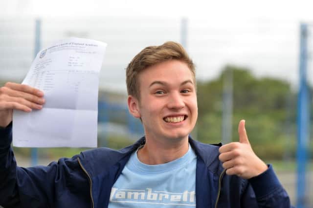 Whitburn Church of England Academy student James Hardy receives his A-level results