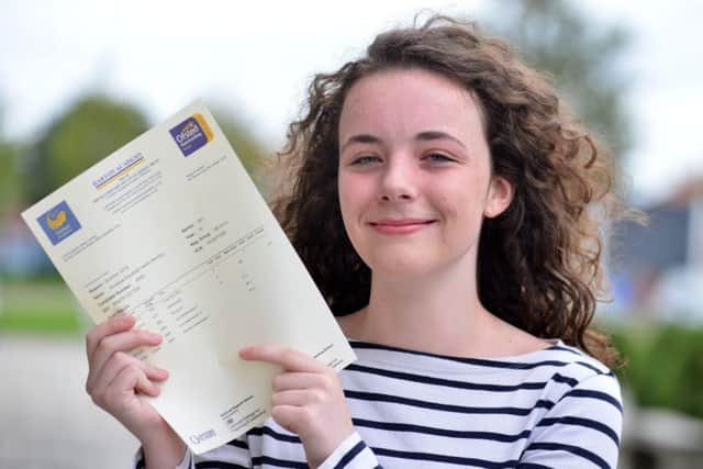 Harton Academy student Annalise Murray receives her A-level results.