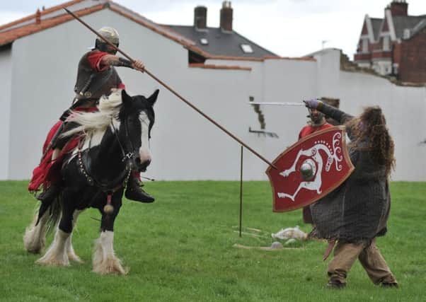 Action from the cavalry display at Arbeia Roman Fort in South Shields.
