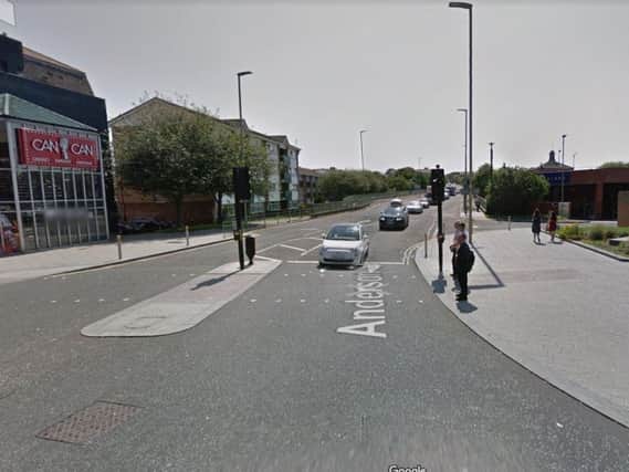 The incident happened in the taxi rank on Anderson Street, South Shields, opposite the Can Can Bar. Image copyright Google Maps.