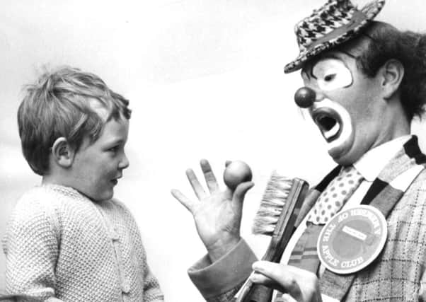 Pierre the clown at Whiteleas County Infants School in 1966.