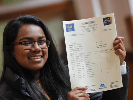 Student Salome Johnson at Harton Technology Academy, receiving her GCSE results.