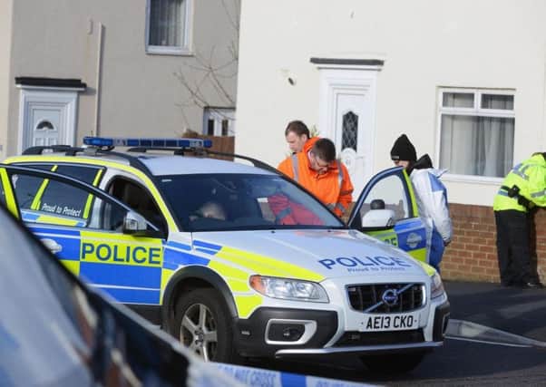 Police on the scene after James Carlo Wilson was shot in Frenchman's Way, South Shields.