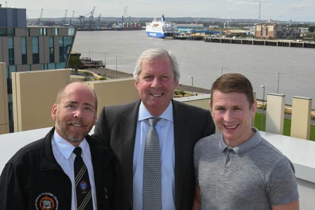 Brendan Foster (centre) founder of the Great North Run, with John Maughan, of South Shields (left), and Alex Oliver, of Durham (right)
