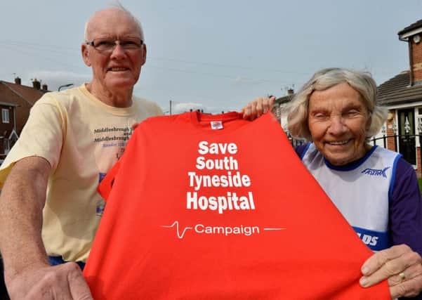 Great North Runners Ruth and Charles Anderson, who are supporting the campaign to protect services at South Tyneside District Hospital.