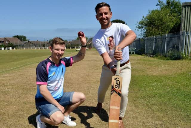 Callum Amess team captain (left) with Chris Joyce who has stepped in to sponsor the Chloe and Liam cricket day