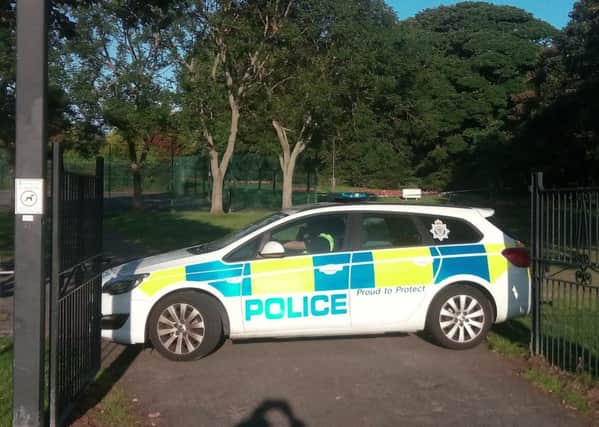 The police seal off Cornthwaite Park in Whitburn