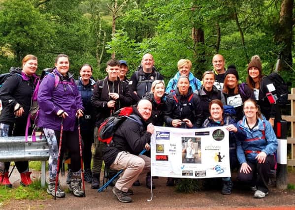 Lynsey with her team getting set to climb Ben Nevis