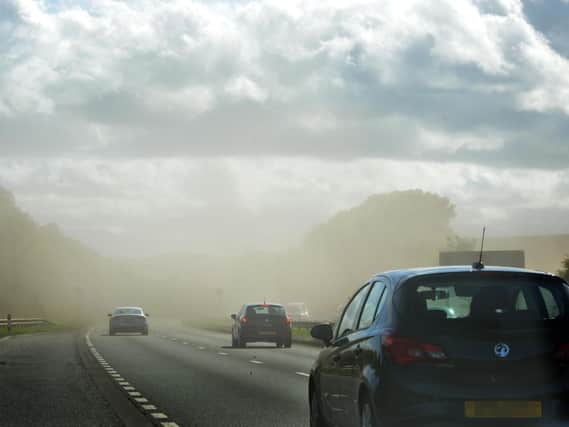The dust cloud spread across the A19 this afternoon.