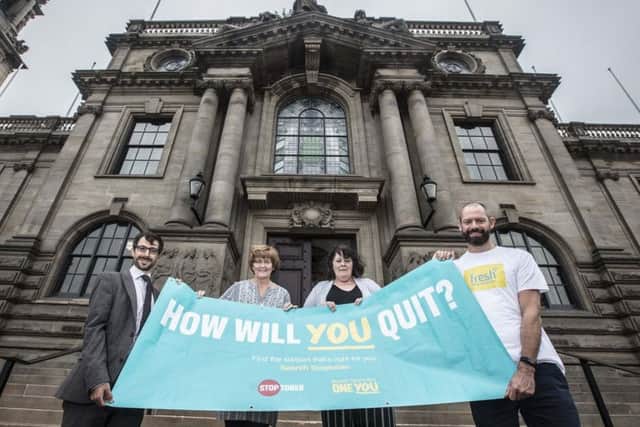 From left, South Tyneside director of public health Tom Hall, Coun Tracey Dixon, ex-smoker Deborah Davison and Andy Lloyd from anti-smoking group Fresh.