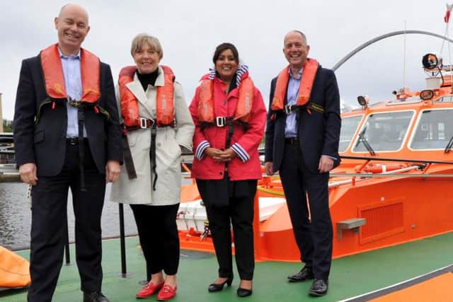 (left to right) Andrew Moffat. chief executive of Port of Tyne, Alison Thain - Non-executive Director Port of Tyne, Nusrat Ghani Shipping Minister DfT, Steven Harrison COO Port of Tyne.