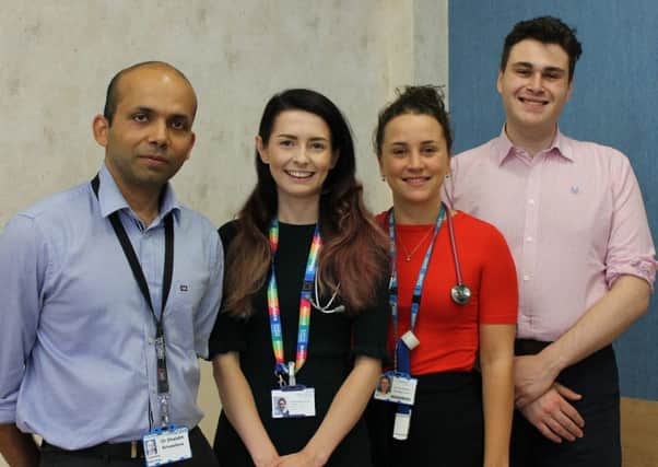 From left Kidney specialist Dr Shalabh Srivastava with junior doctors Maddy Brazell, Anna Robinson and Jonny Chernick.