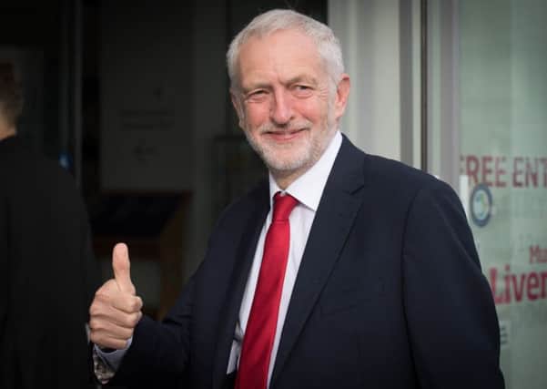 Labour leader Jeremy Corbyn gives a thumbs. Picture: PA.