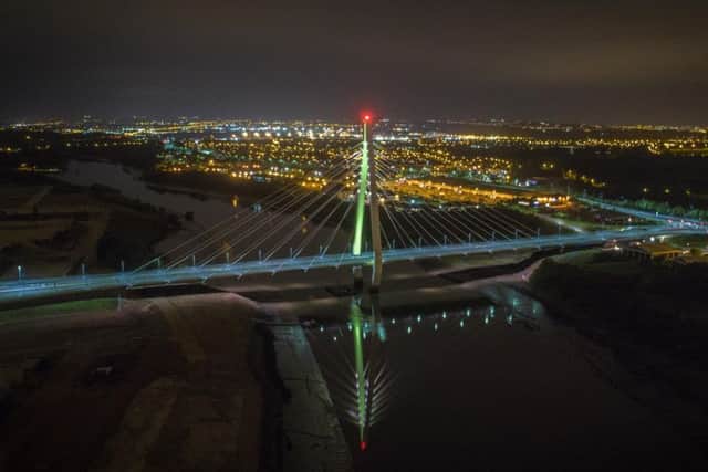 Northern Spire at night. Picture: Brian Priest.