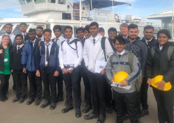 The South Shields Marine School students on their visit to the Shields Ferry.