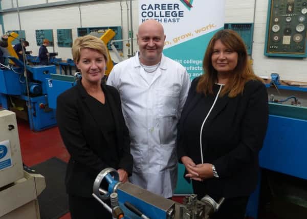 Victoria Cramman, left, the new head of Career College North East, with Alison Maynard, principal of South Tyneside College and engineering lecturer Scott Franklin,