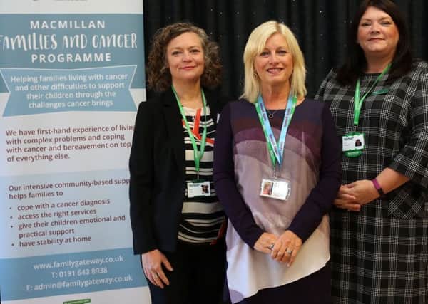 Pauline Wonders, centre, of Family Gateway, with Claire Knight, left, and Tina Thompson from Macmillan.