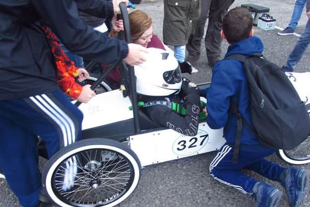 Students from South Shields School with their kit car.