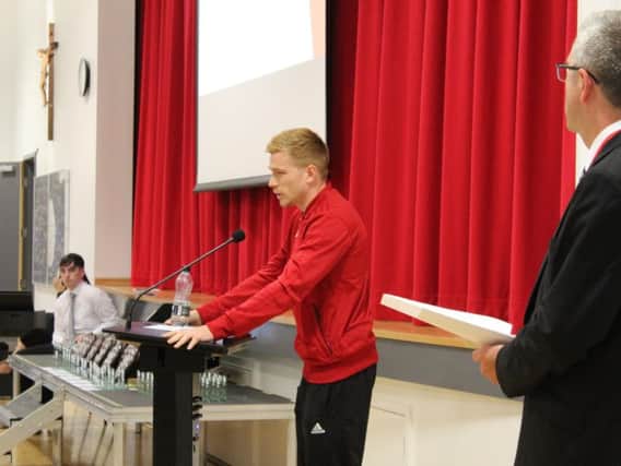 Duncan Watmore on stage during the event.