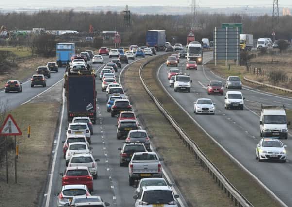 Traffic on the northbound A19 backed-up due to a accident on the approach to Testo's Roundabout.