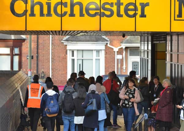 First day of five week line closure queues at  Chichester Metro Station