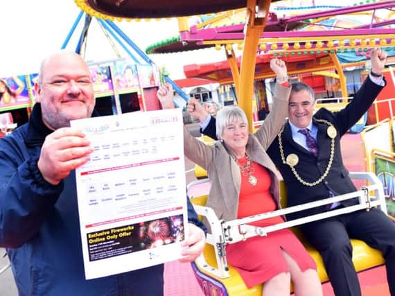 The Mayor and Mayoress are pictured with Matt Young, Marketing Manager at Ocean Beach Pleasure Park.