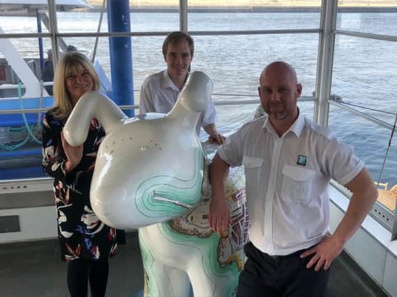 Ferry Manager Carol Timlin with crew members Nathan Williamson and David Purvis.