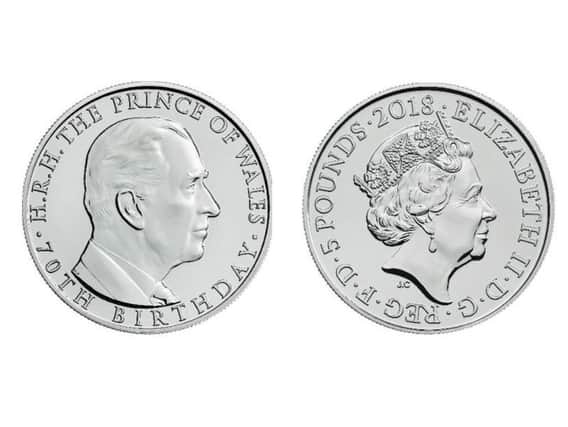 The coin issued to mark Charles' 70th birthday