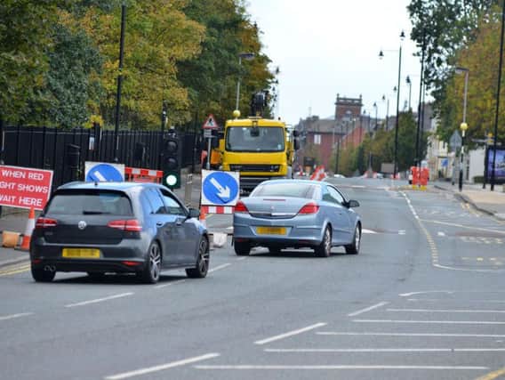 Ongoing roadworks in Sea Road, South Shields.