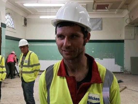 Presenter Guy Martin filming the new documentary in Newcastle.