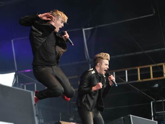 Jedward performing in South Shields in 2017.