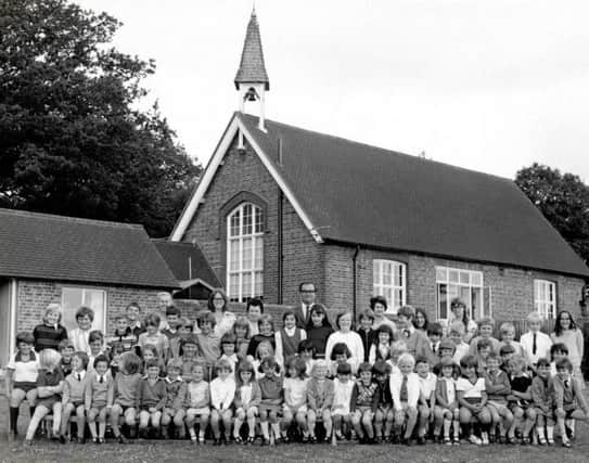 A class photo of Warninglid CP School from 1975. SiÃ´n is pictured seventh right, on the front row. Janet cannot be identified. Thanks to the Slaugham Archives for allowing us to publish the photo.