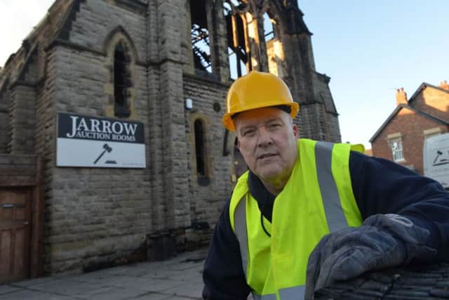 Jarrow Auction Rooms owner Brian Cairns at the fire-hit business on Bede Burn Road, Jarrow.