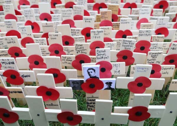 Remembrance crosses in the Westminster Abbey Field of Remembrance in London. Picture: PA.