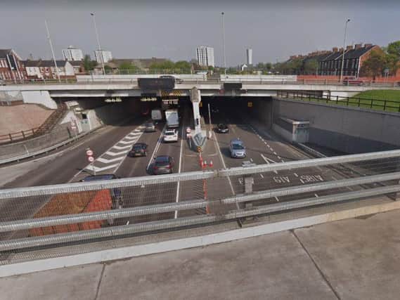The incident closed the Tyne Tunnels in both directions during the incident. Image copyright Google Maps.