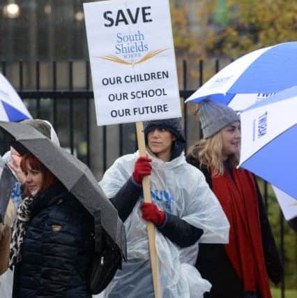 South Shields School protest over closure with staff, parents and children