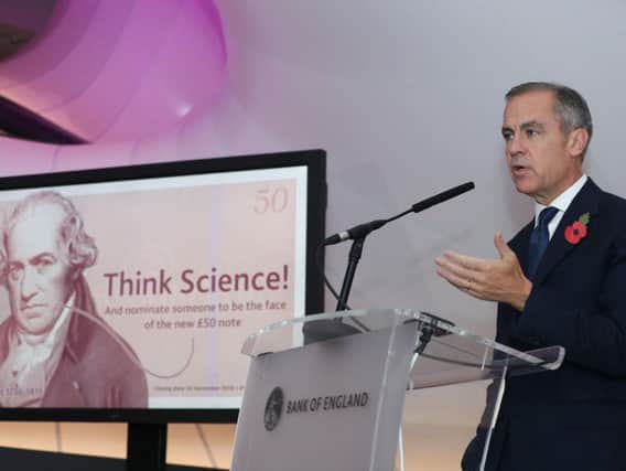 Bank of England Governor Mark Carney speaks during the announcement of the new polymer 50 note, at the Science Museum, Kensington, London. Picture by Daniel Leal-Olivas/PA Wire