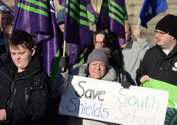 South Shields School protest over closure with NASUWT, staff, parents and children