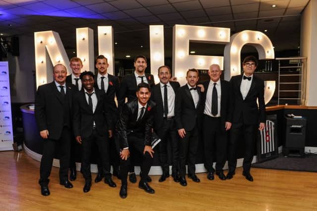 Rafa Benitez, far left, with players and staff at the Newcastle United Foundation's annual dinner.
